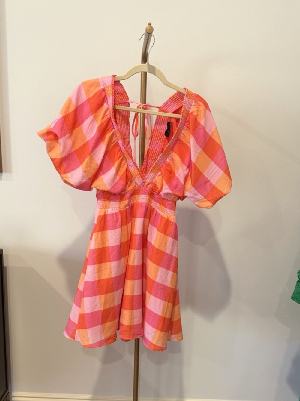 Vici Pink and Orange Plaid Dress